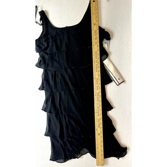 Patra Women's Black Sleeveless Cocktail Dress Size 10p Ruffles Party Cruise NWT - Picture 12 of 16